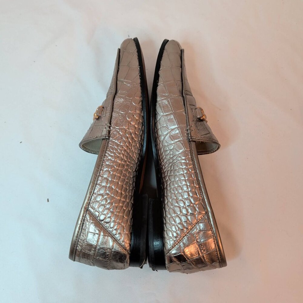 Sam Edelman Bronze Croc Embossed Loraine Leather Loafers - Picture 3 of 10